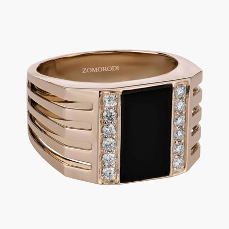 Romano Men's Diamond and Onyx Ring
